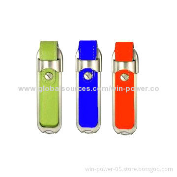 Bootable Leather USB Drives, 1, 2, 4, 8, 16, 32 to 64GB, Pantone Match and Customized Logo Welcomed
